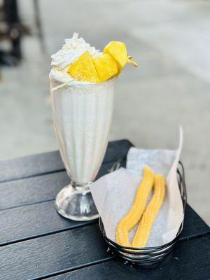 toasted coconut milkshake (august special), comes with two churros