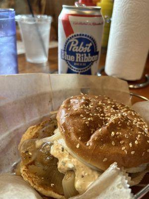 Farm burger + PBR