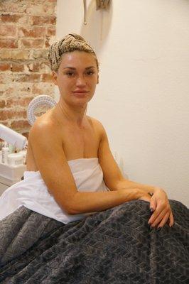 Clients feel relaxed after skincare treatments with skin brilliance.