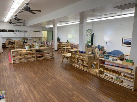 The prepared learning environment. The six areas in our Montessori classroom: Practical Life, Sensorial, Math, Language, Cosmic, and