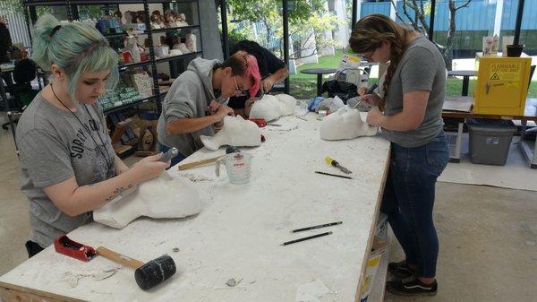 Students sculpting