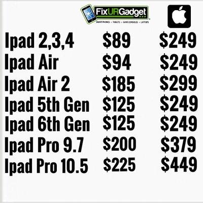 We've lowered our prices on our iPad repairs.