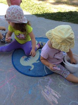 Drawing outside with chalk