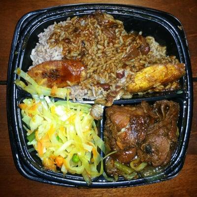 Delicious Stewed Chicken, Rice and Peas with Cabbage. (this is the 'small' size.)