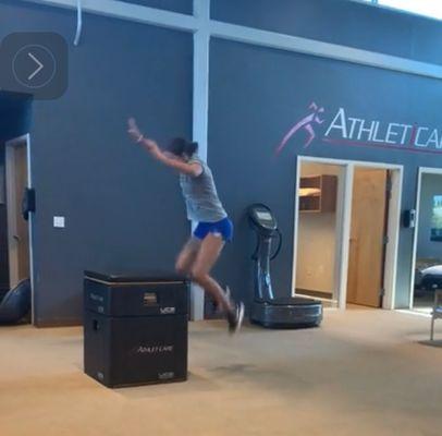 Box jump 6 month post ACL knee repair at Athleticare