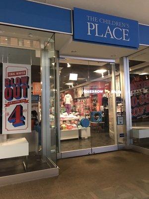 The Children's Place (my ultimate favorite in the mall) located in the LL Sears Wing near Team Spirit and GameStop.