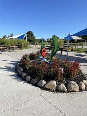 Path leading to the splash pad.