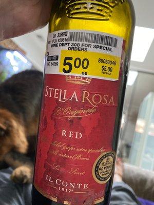 Yellow sale sticker says $5 each which any reasonable person would assume meant that the bottle cost $5. Nope.