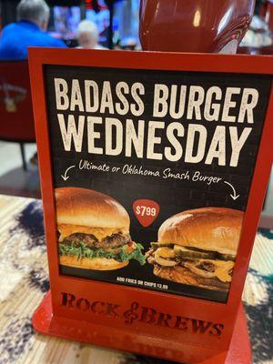 Bada$$ Burger Wednesdays  $7.99 for a smash burger