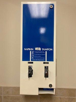 Women's bathroom has tampons and feminine napkins FREE of charge