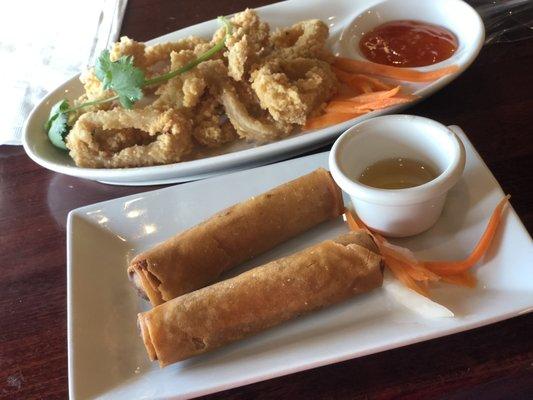 Crispy calamari and Vietnamese egg roll