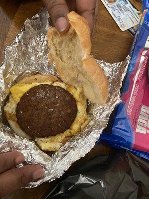 Sausage, Egg and Cheese on Roll Breakfast