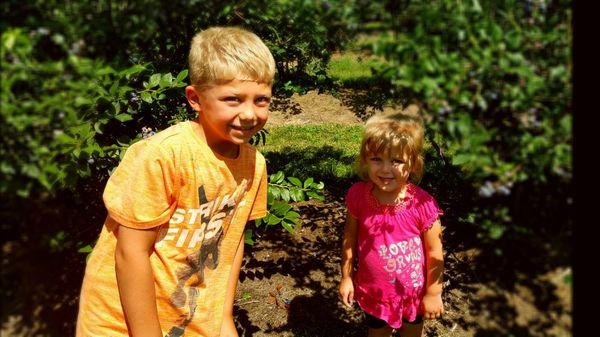 Nick and Allison out picking blueberries and having lots of fun!