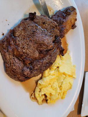 Ribeye and eggs.