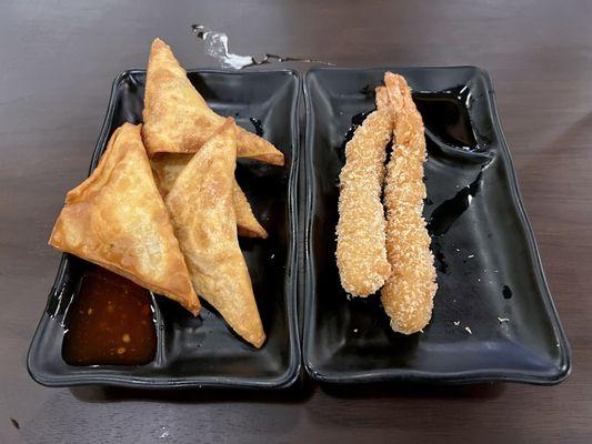 Crab Rangoons, Shrimp Tempura