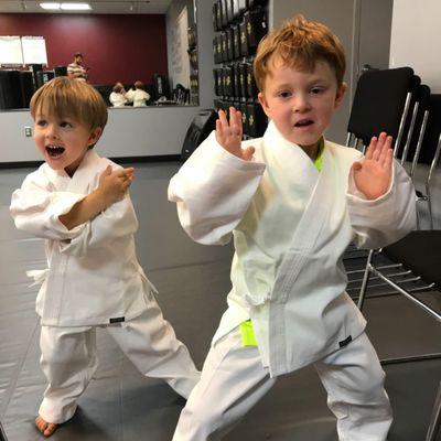 Two new students who just couldn't wait to start karate!