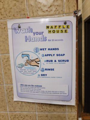 hand washing rules with the Waffle House logo