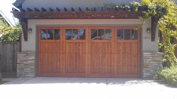 Beautiful New Wood Door, that was installed in Danville CA. We offer  Many Wood Garage Door Designs From Many Brands