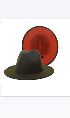 Hunter green and red bottom fedora hat