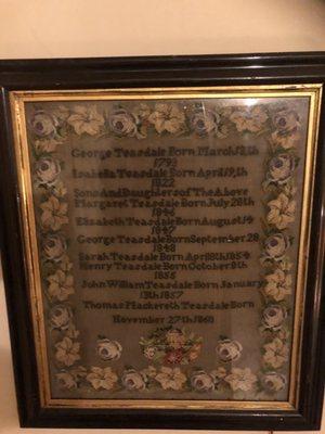 Needlepoint sampler, Circa 1860, $950