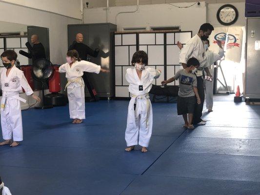 Yellow belts warming up.