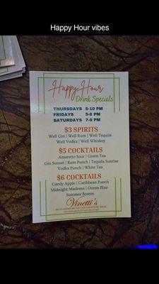 Happy hour specials info