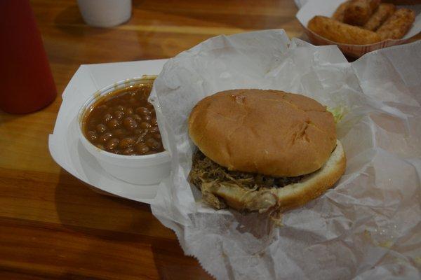 Great Smokey Pulled Pork Sandwich with BBq Beana