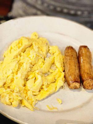 SAUSAGE, EGGS  AND PANCAKES  BREAKFAST