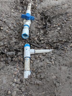 ruptured irrigation pipe