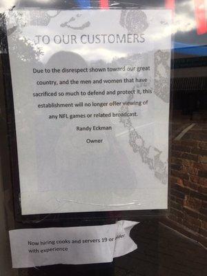 Racist sign posted on their window