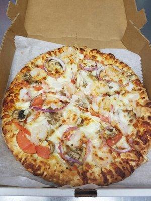 Seafood pizza