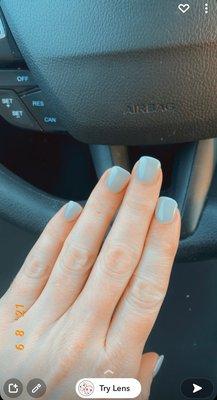 I usually get a deep red color, but I did love this blue grey (powder dip)