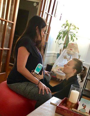 Doula Alexandra laboring a soon to be mom!