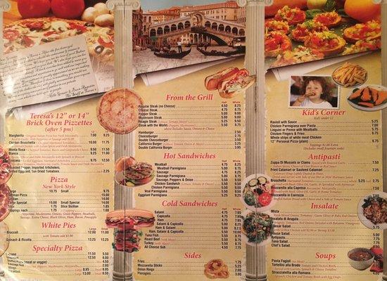 The menu at Teresa's.