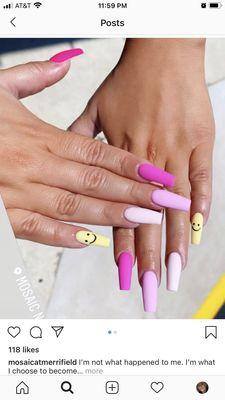 Initial nail inspo (minus the yellow smiley)