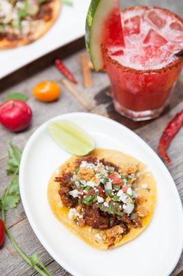 Tacos de Lechon - paired with Watermelon Margarita