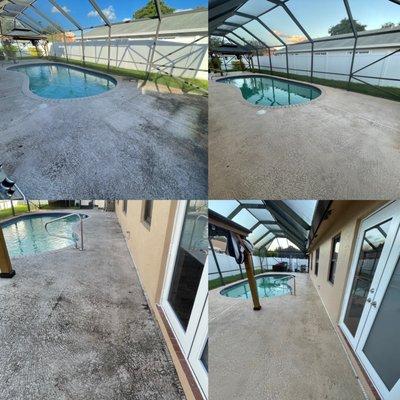 Top rated cleaning service in Pressure Washing pool patio transformation.