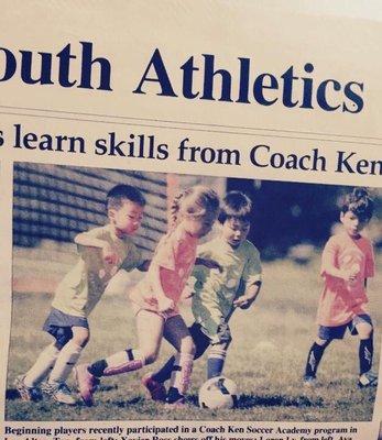 Our daughter shown in a local paper participating and having fun in a summer Coach Ken camp!