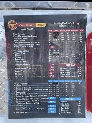 5/2021 menu and prices