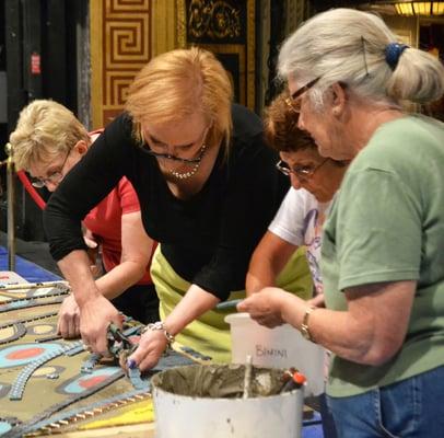 Mosaic mural designed by Joanne and Bruce Hunter with community volunteers.