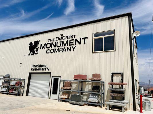 The DuCrest Monument Company showroom facility, granite headstones, sandblasting, St. George,  Hurricane, Utah