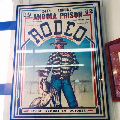 Vintage Angola Prison Rodeo framed poster