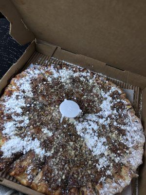 This is what it's supposed to look like, not like a that trash dessert pizza you gave me last time with nothing on the top