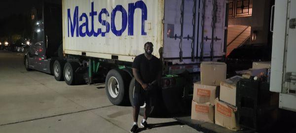 Timothy offloading our 20' shipping container, at night, with no complaints! Outstanding service!