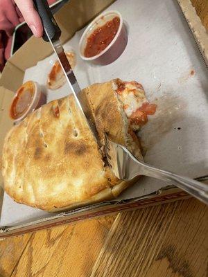 Calzone made in an Eazy Bake Oven?