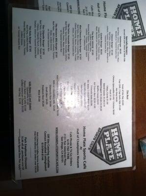 Front side of menu