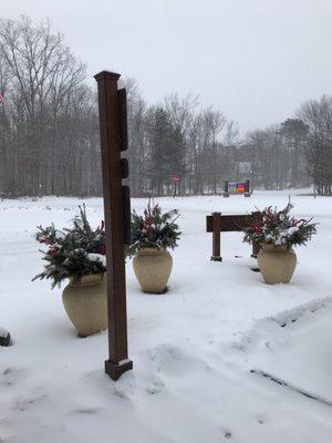 Snow begins, but not without my Woodloch Blend large cup of java!