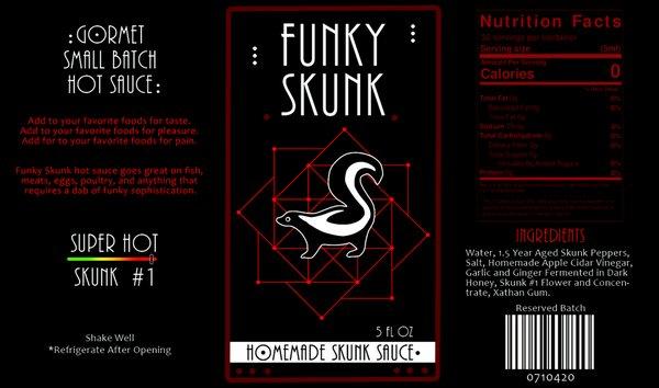 Label design for Funky Skunk Hot Sauce