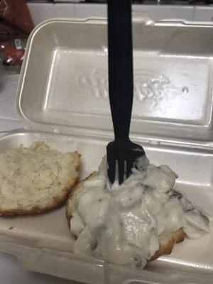 Fork is Not in biscuit only gravy holding it up