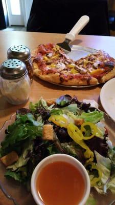 Personal pizza and salad for Tuesday's lunch special! Awesome!